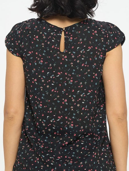 Floral Print Pleated Top