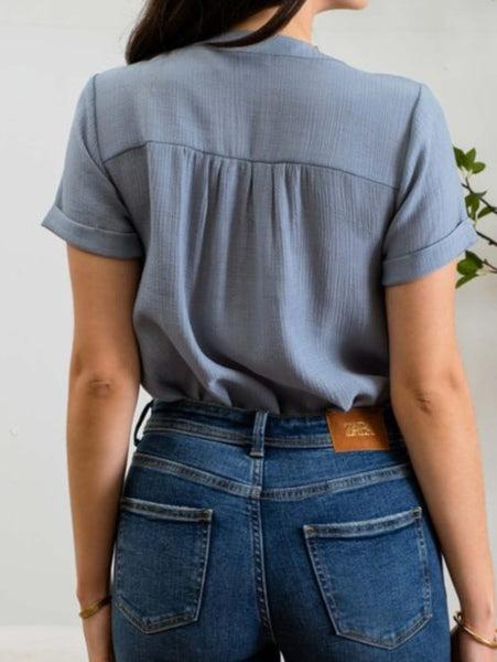 Front Floral Lace Woven Top