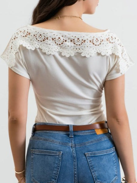 Off Shoulder Lace Yoke Top