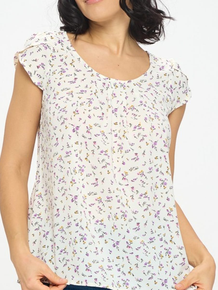 Floral Print Pleated Top 1