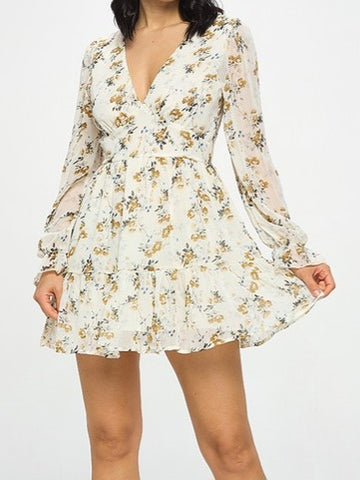 Floral Print Long Sleeve Dress