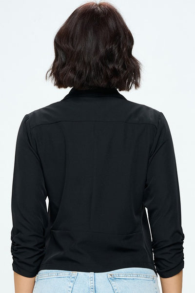 3/4 Sleeve Ruched Sleeve Blazer