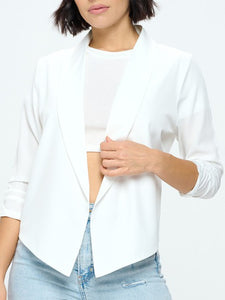 3/4 Sleeve Ruched Sleeve Blazer