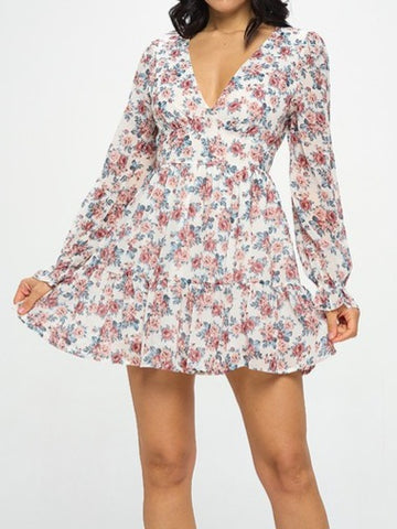 Floral Print Long Sleeve Dress