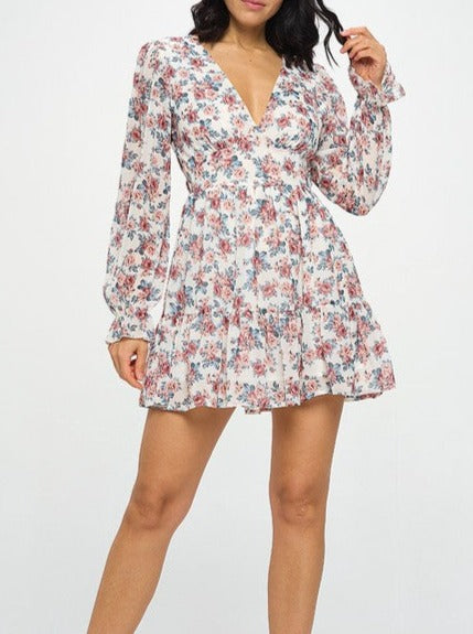 Floral Print Long Sleeve Dress
