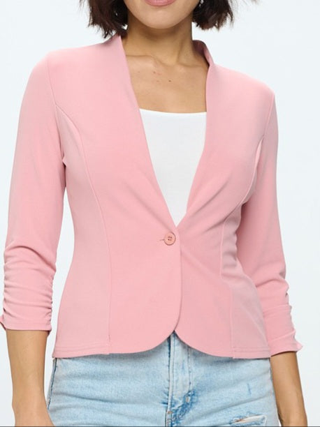 3/4 Sleeve Ruched Blazer