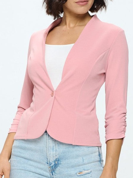 3/4 Sleeve Ruched Blazer