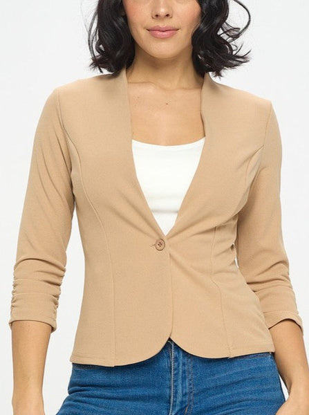 3/4 Sleeve Ruched Blazer