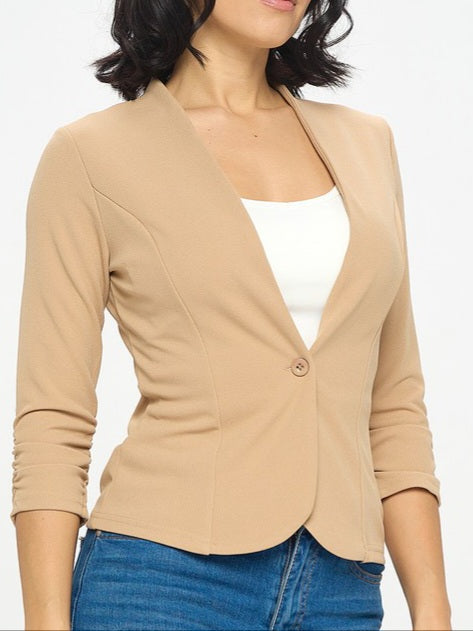 3/4 Sleeve Ruched Blazer