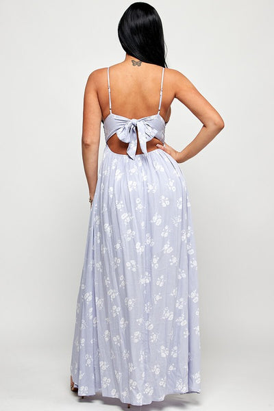 Boho Eyelet Emroidered Tie Back Maxi Dress