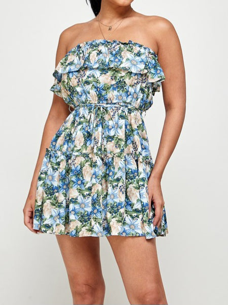 Ruffle Tube Top Mini Dress