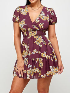 Frill Trim Short Sleeve Mini Dress
