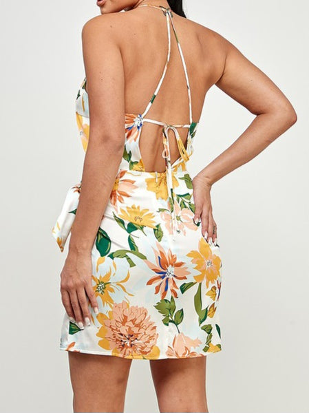 Allover Wrap Side Tie Drape Cami Dress