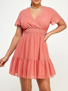 Short Sleeve Ruffle Dress