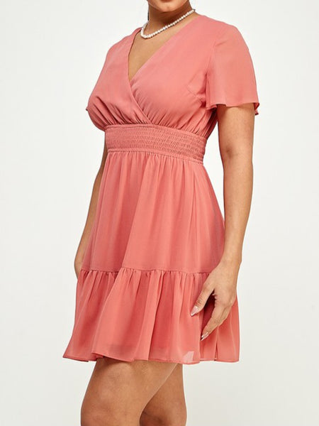 Short Sleeve Ruffle Dress