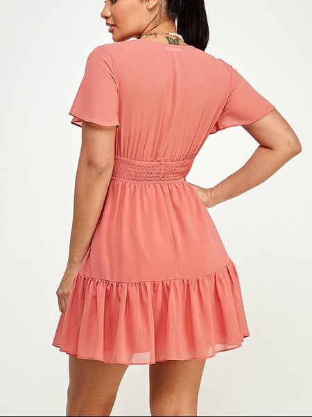 Short Sleeve Ruffle Dress
