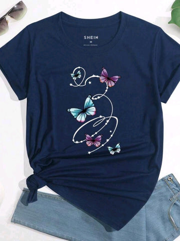 Butterfly And Geo Print Tee *COTTON