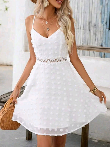 Swiss Dot Guipure Lace Insert Cami Dress
