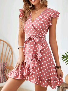 Ruffle Hem Belted Dress