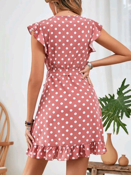 Ruffle Hem Belted Dress