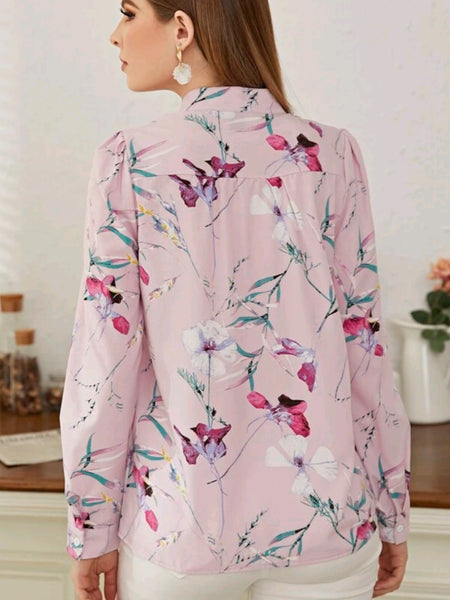 Floral Print Notch Neck Blouse