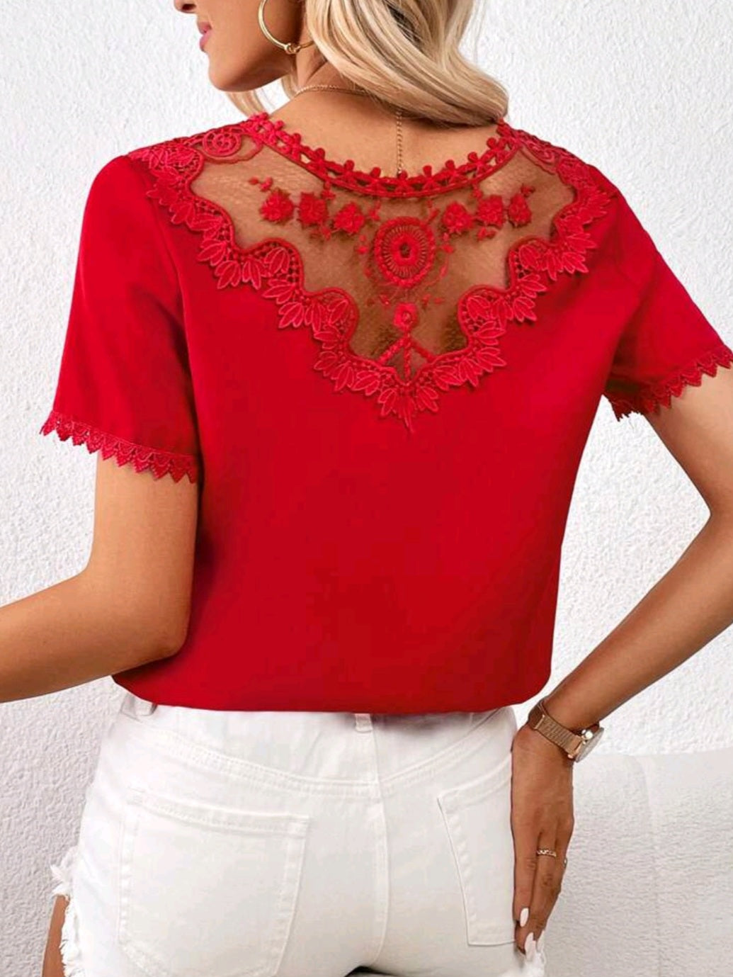 Lace Solid Blouse