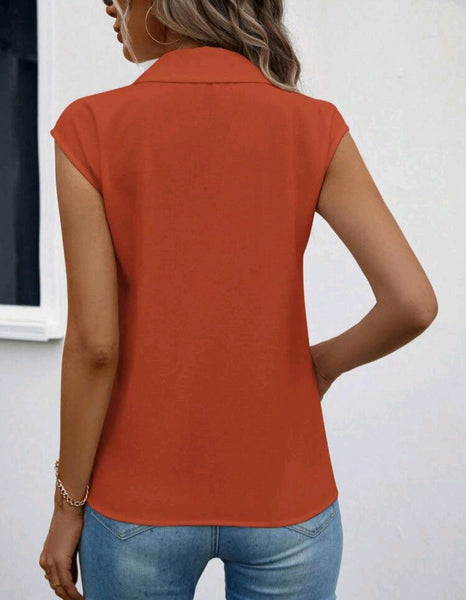 Solid Tie Front Blouse