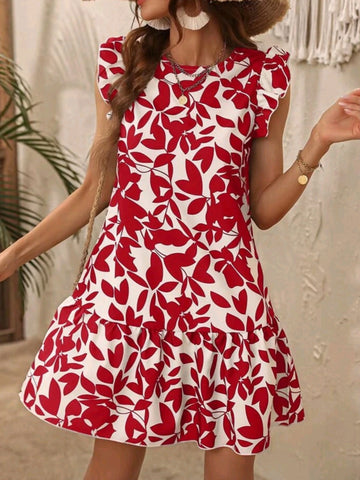 Ruffle Trim Smock Dress