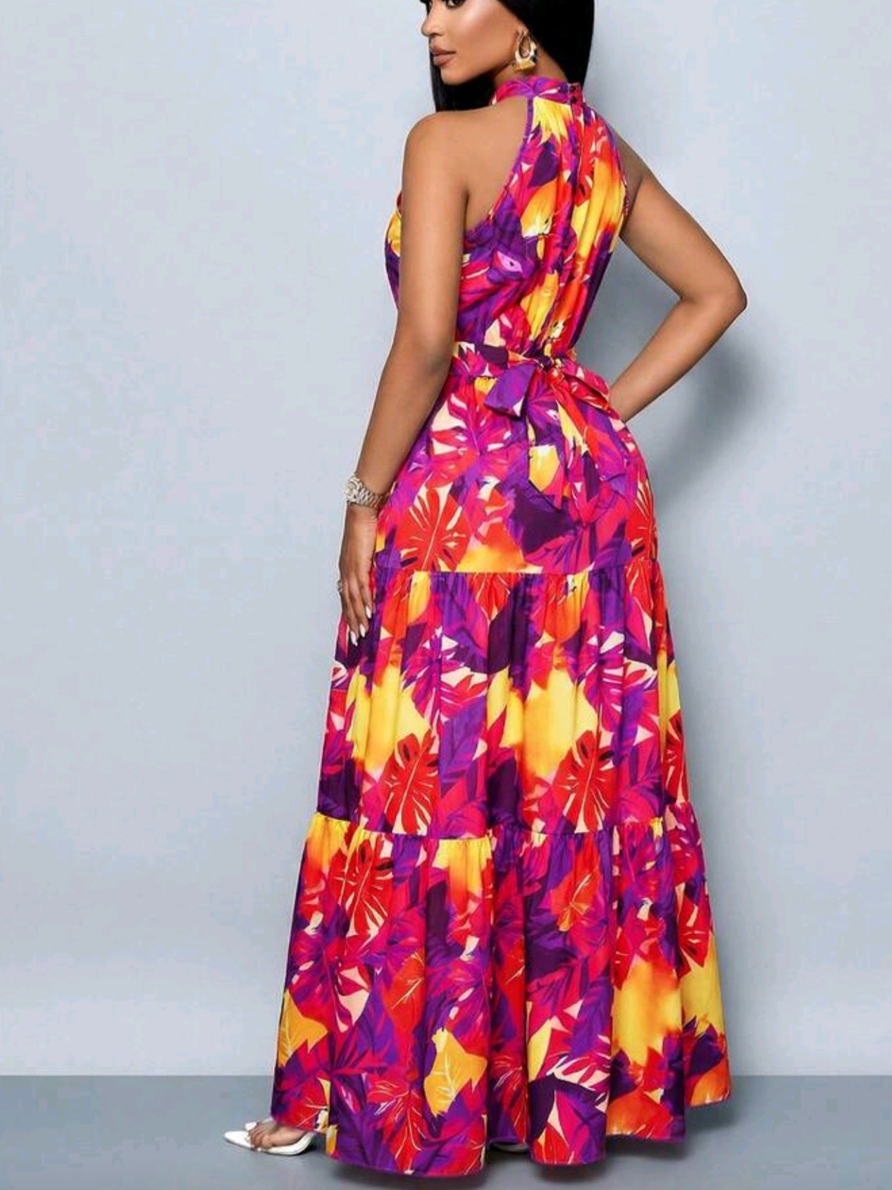 1168 Maxi Flowy Dress With Belt