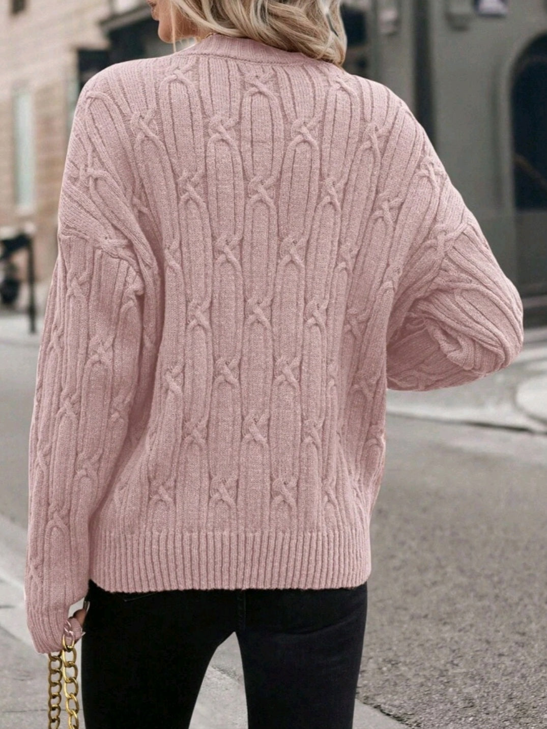 #3405 Cable Knit Drop Shoulder Sweater
