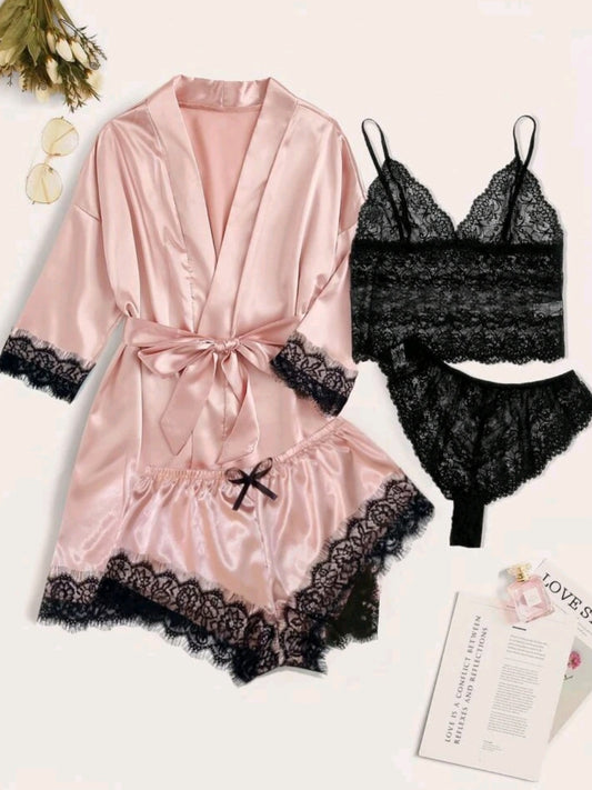 #7770 4pack Floral Lace Lingerie Set