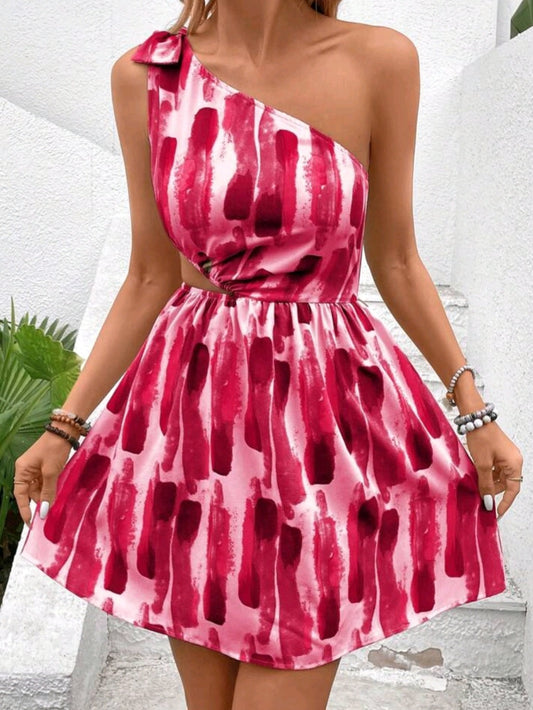 #8916 Sleeveless Printed Slim Fit Short Dress