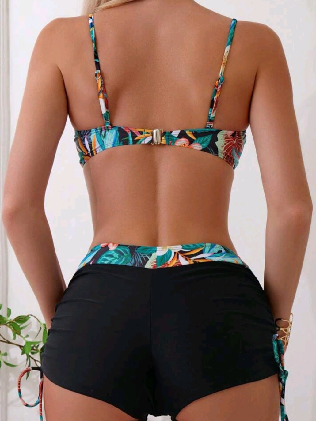 #3334 Tropical Print Push Up Bikini Set