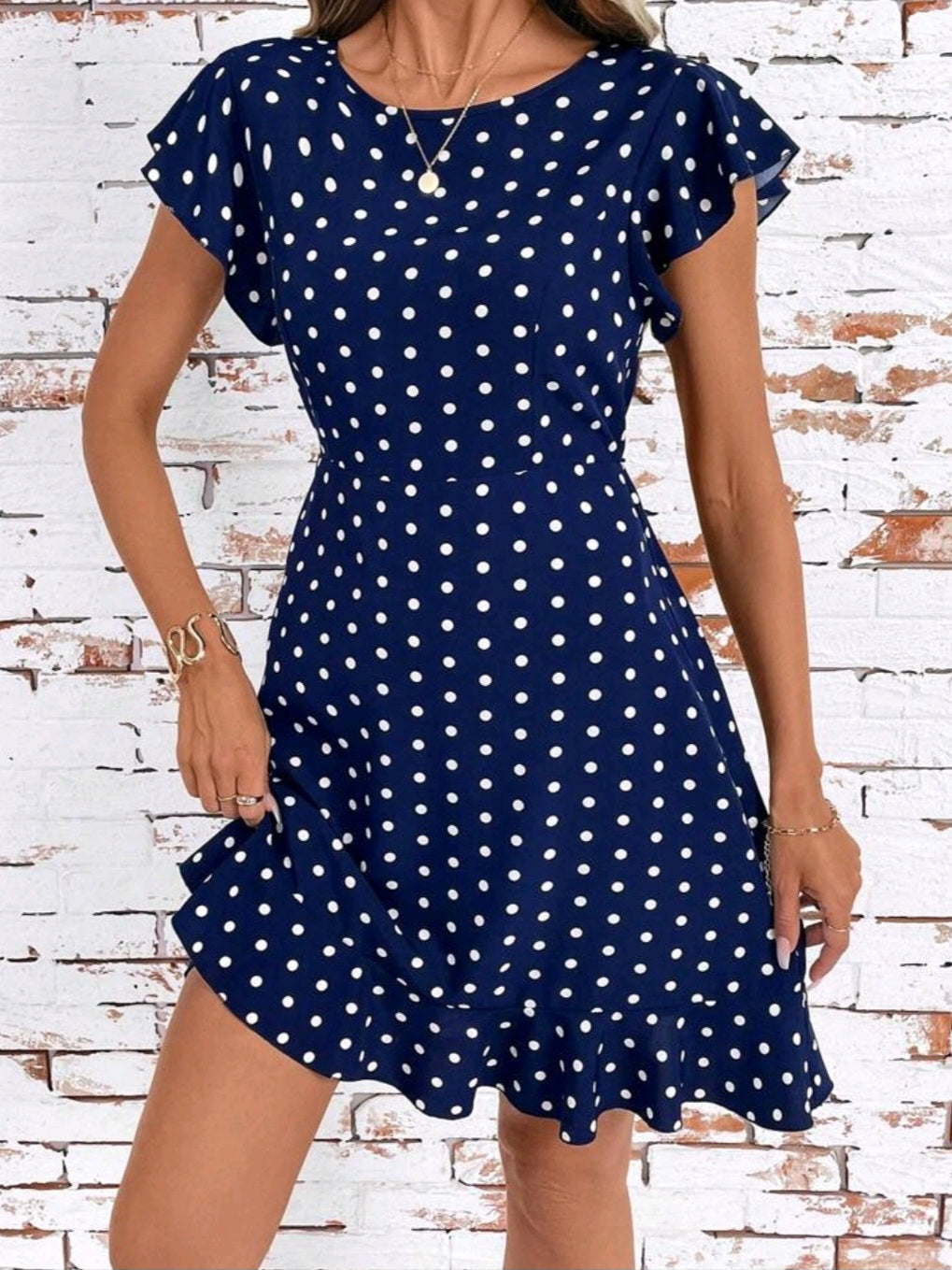 #2055 Elegant Polka Dot Dress