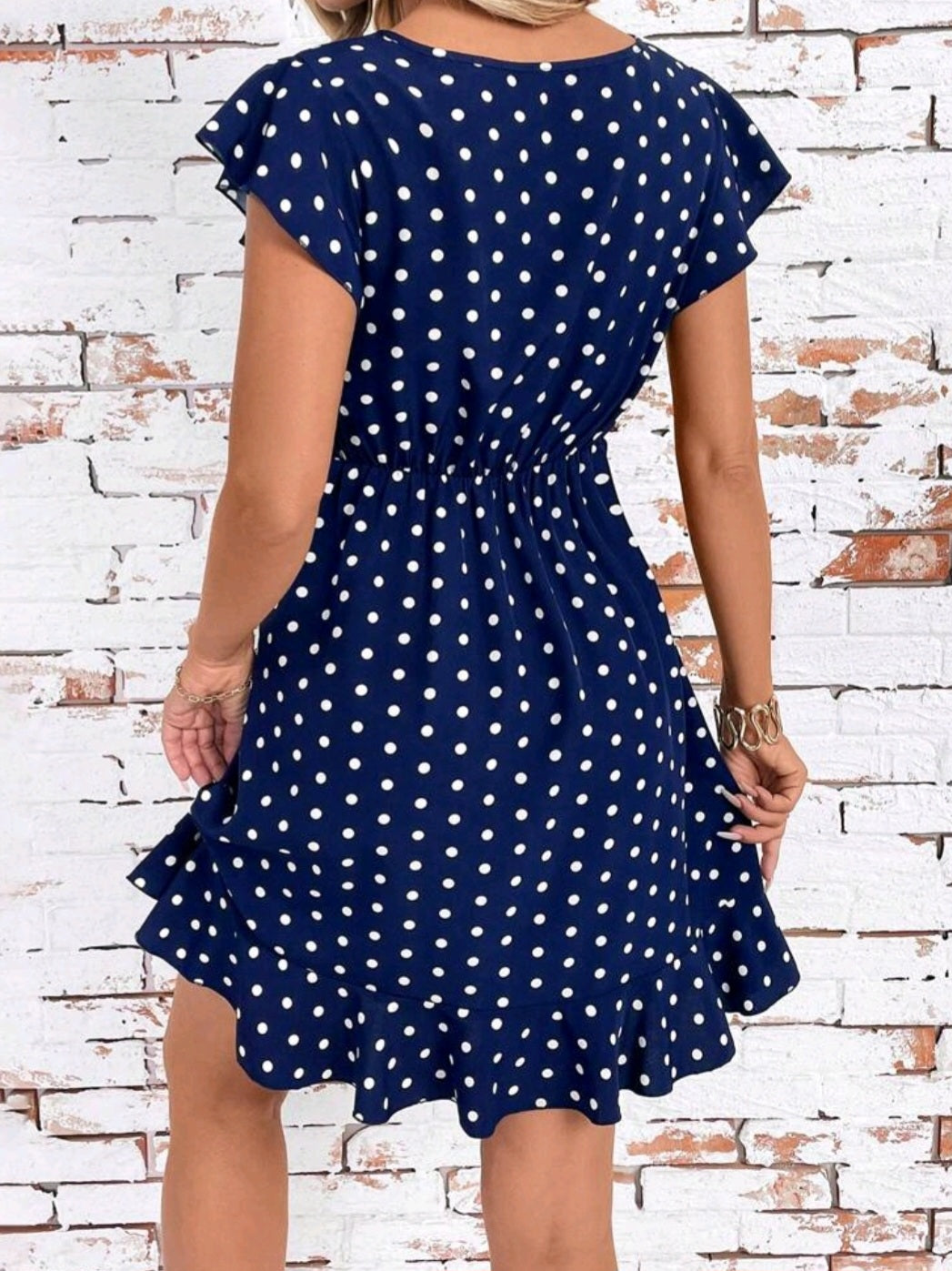 #2055 Elegant Polka Dot Dress