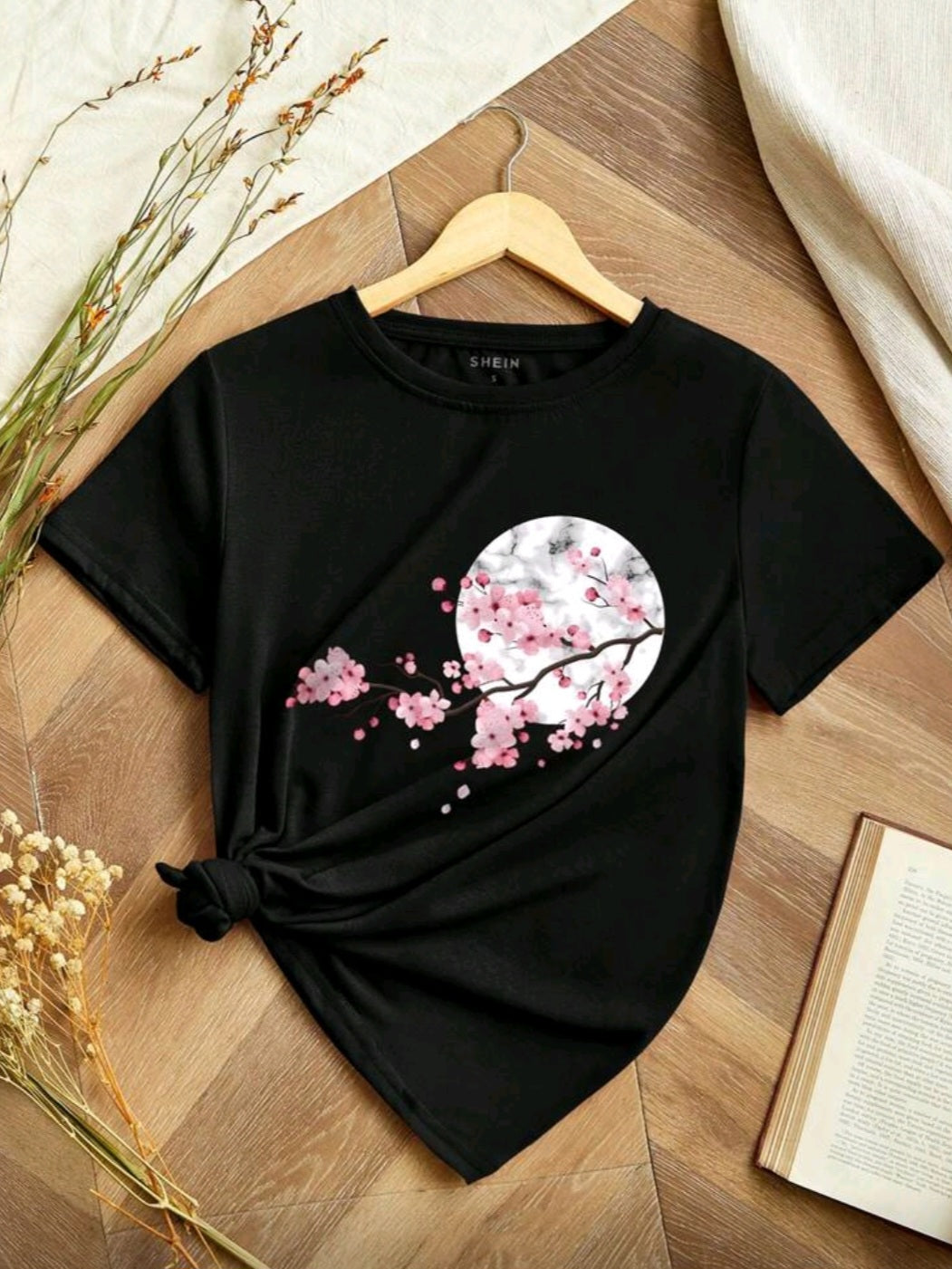 #2227 Floral Printed Round Neck Short Sleeve T-Shirt