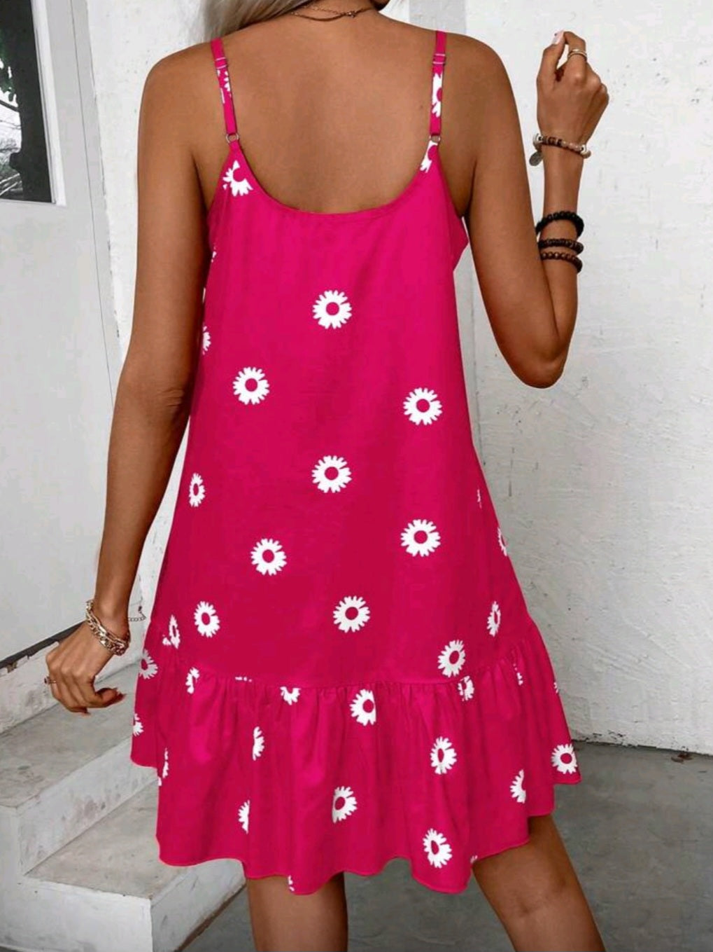 #1311 Floral Print Spaghetti Strap Dress