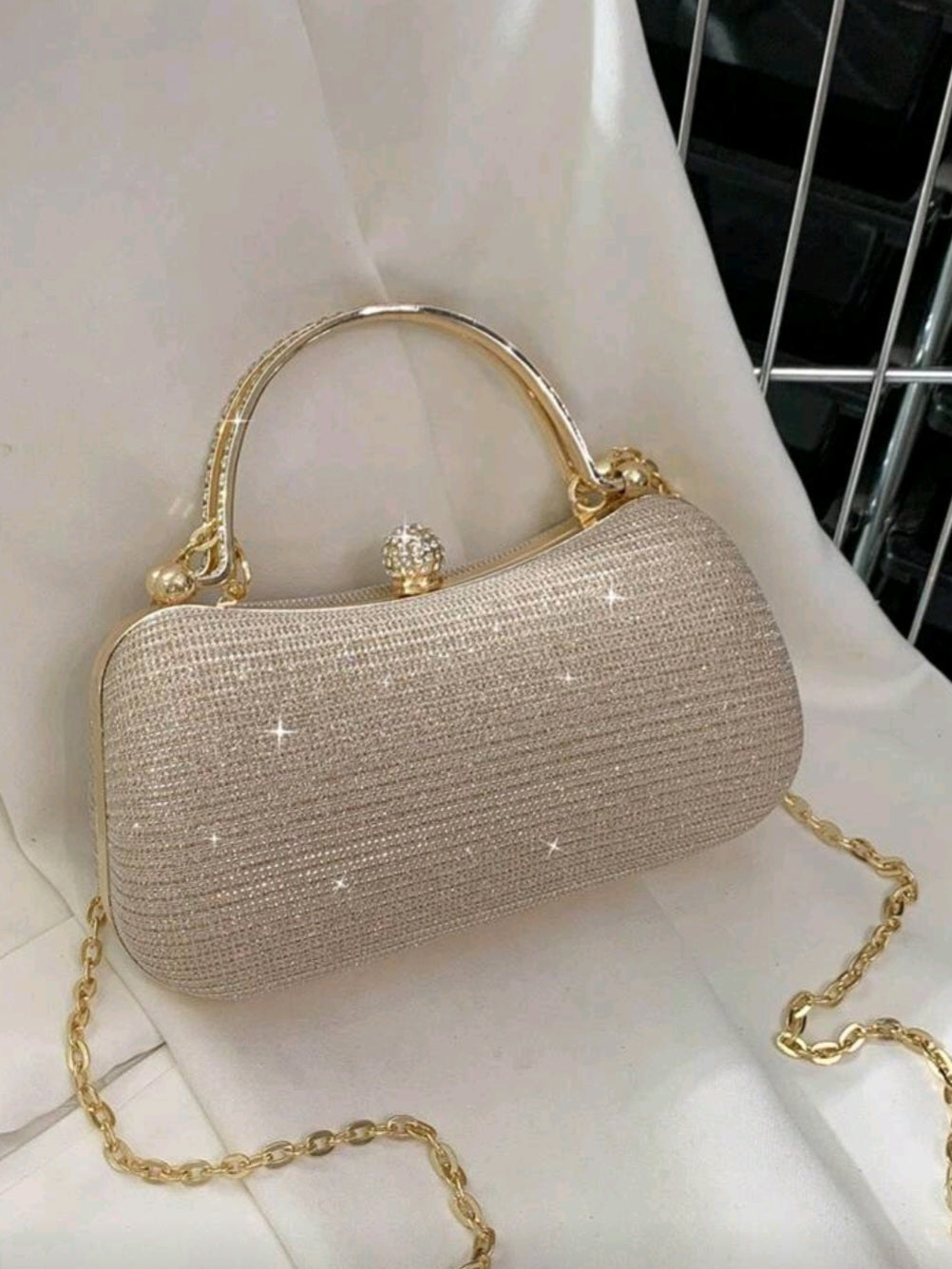 #4301 Elegant Rhinestone Clasp Shoulder Bag With Chain Strap