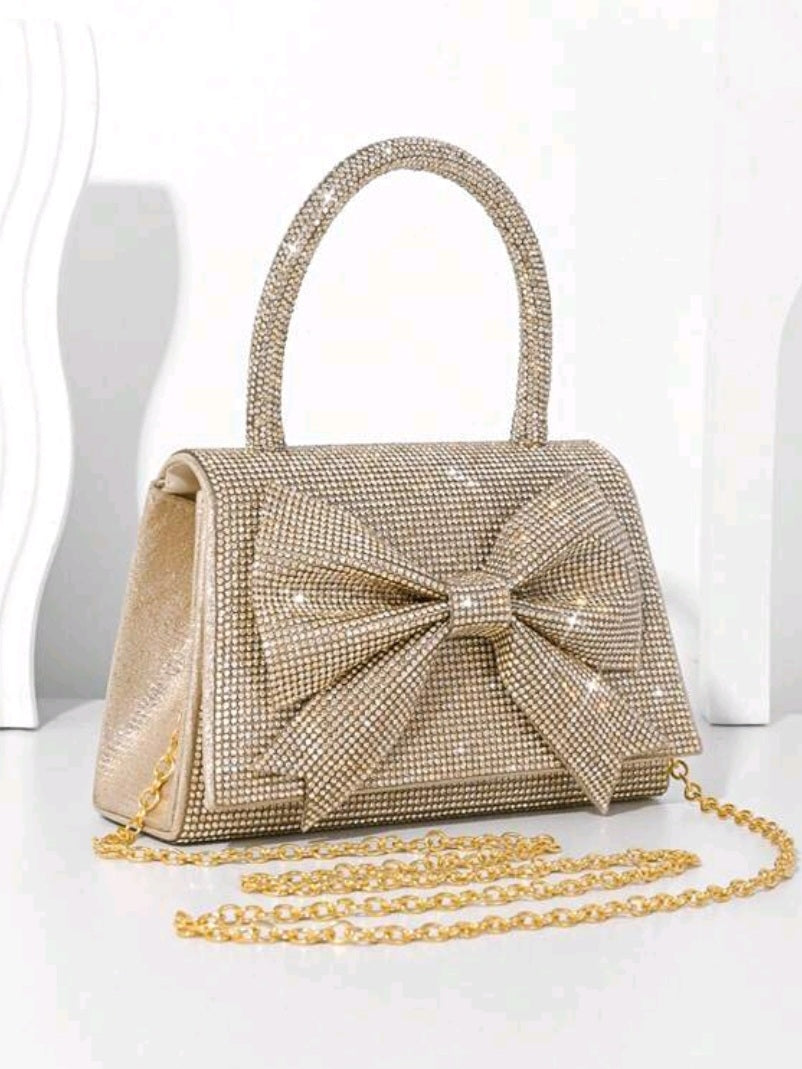 #3983 Glitter Top Handle Purse W/Chain