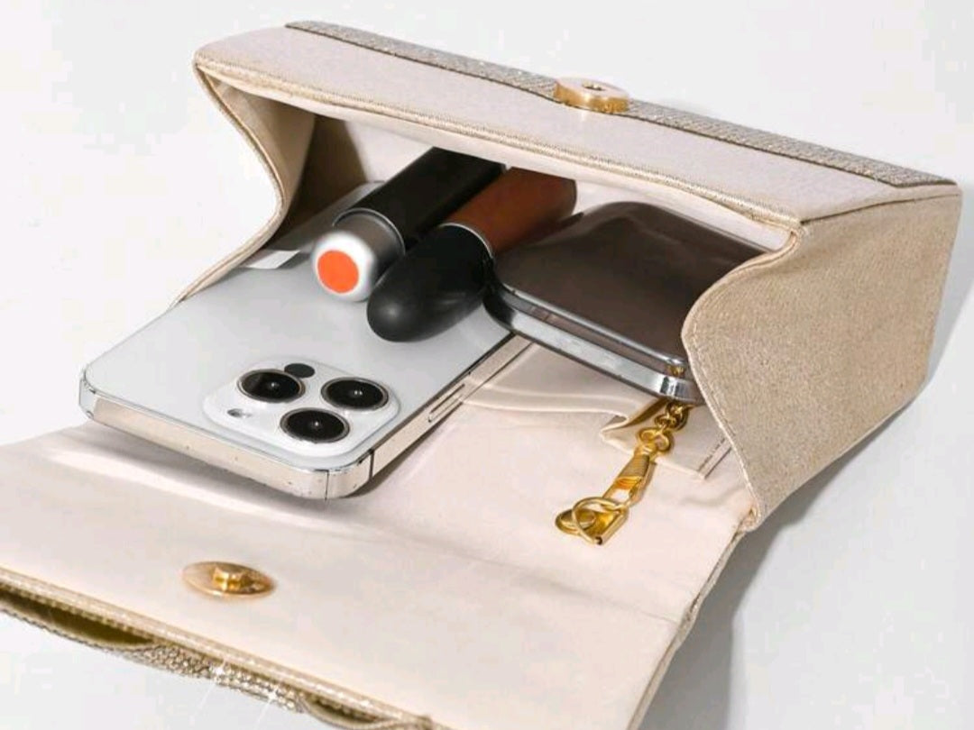 #3983 Glitter Top Handle Purse W/Chain