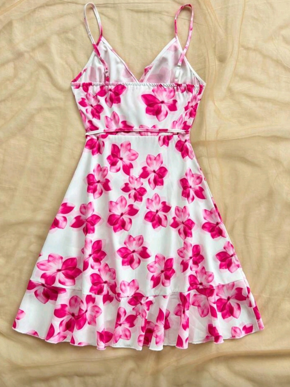 #8752 Floral Print Spaghetti Strap Mini Dress