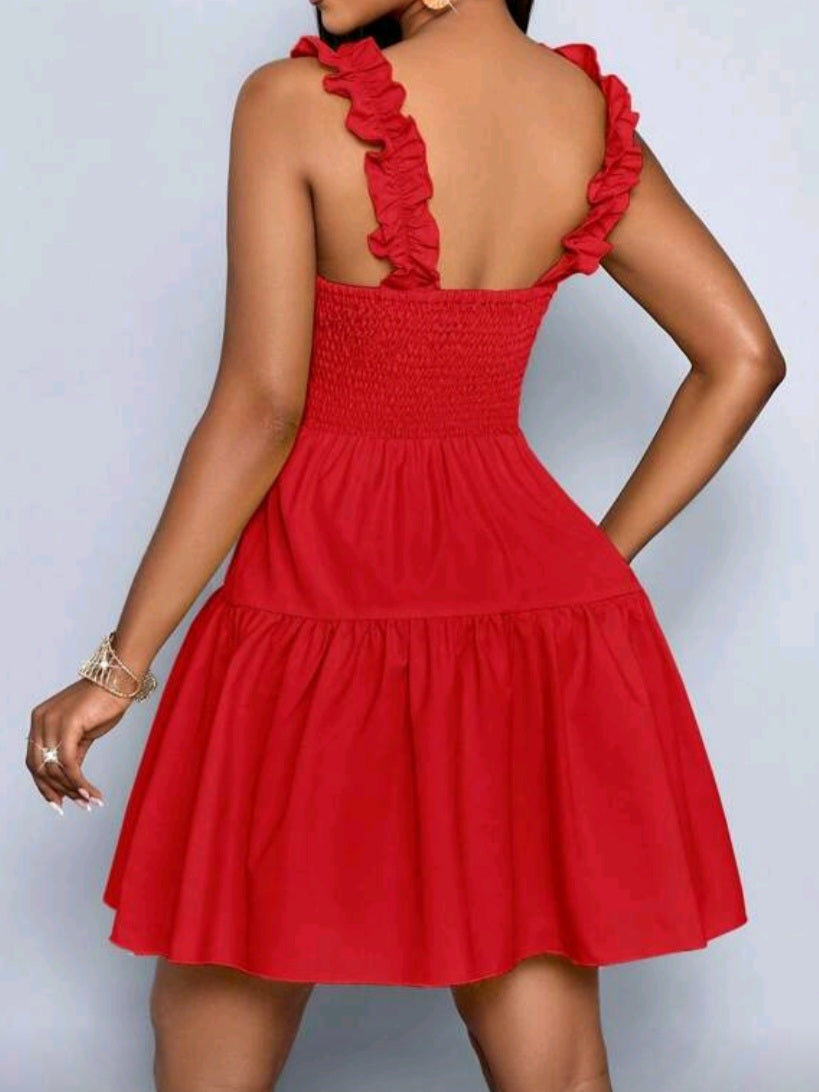 #3441 Solid Color Romantic Dress
