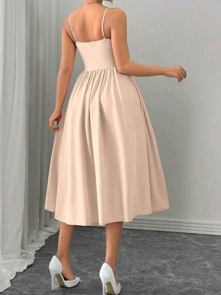 #1159 (7645) Ruffle Hem Spaghetti Strap Dress
