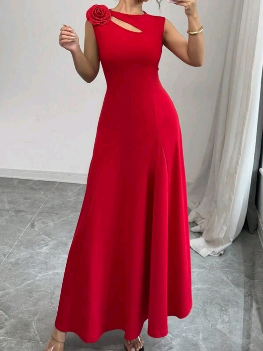 #3590 Sleeveless Sculptural Elegant Dress