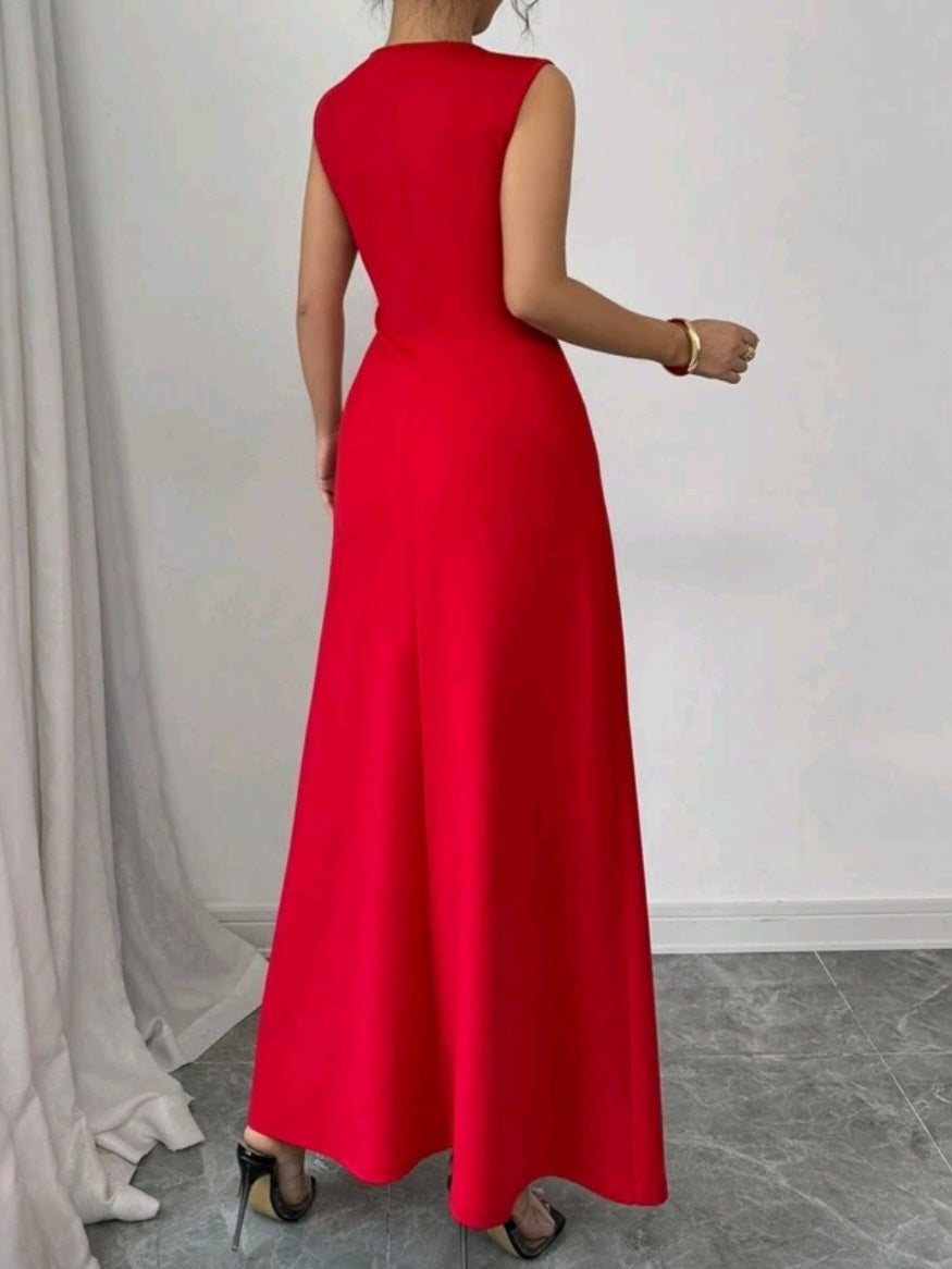 #3590 Sleeveless Sculptural Elegant Dress