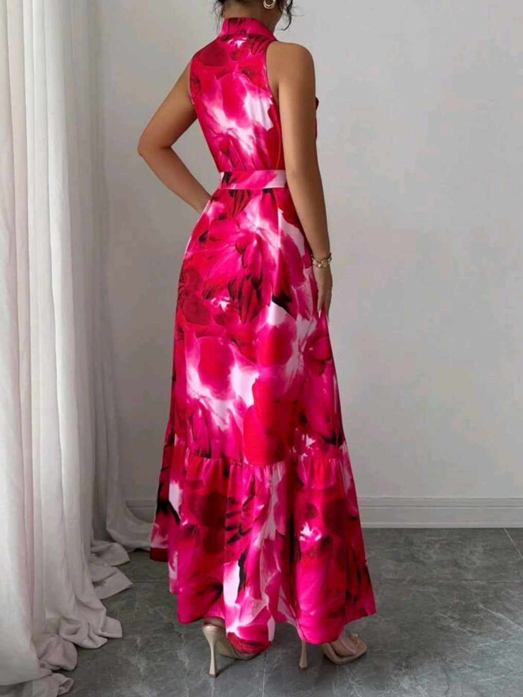 #2802 Button Down Long Sleeveless Dress