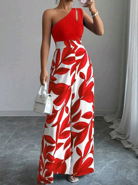 #8943 Print Wide Leg Jumpsuit