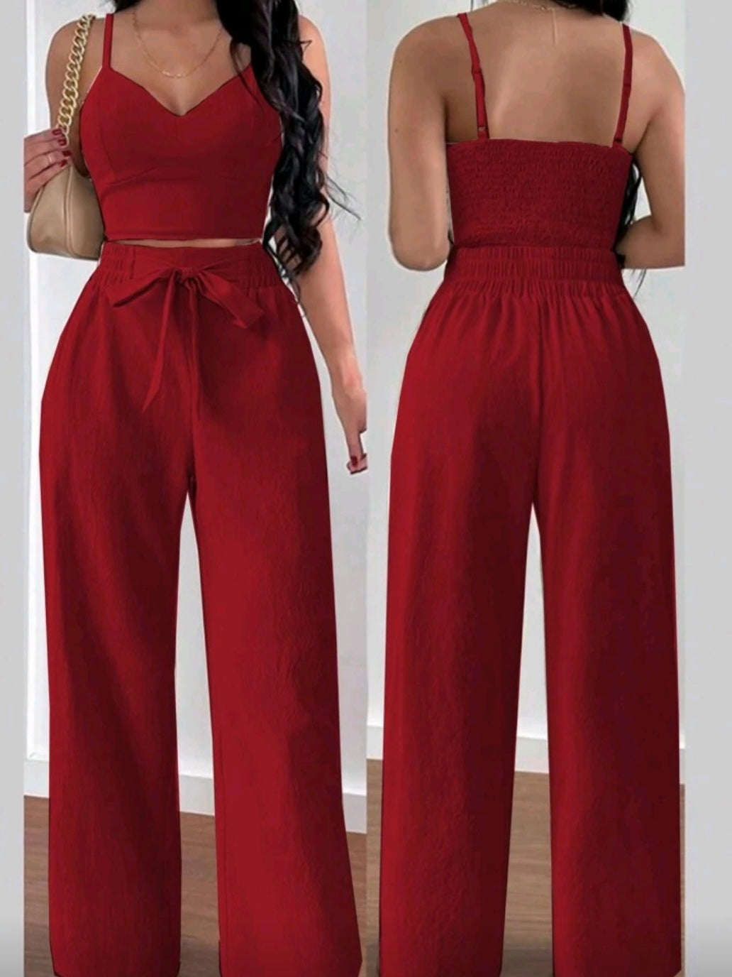 #9468 2pcs Camisole Top And Straight Leg Pants