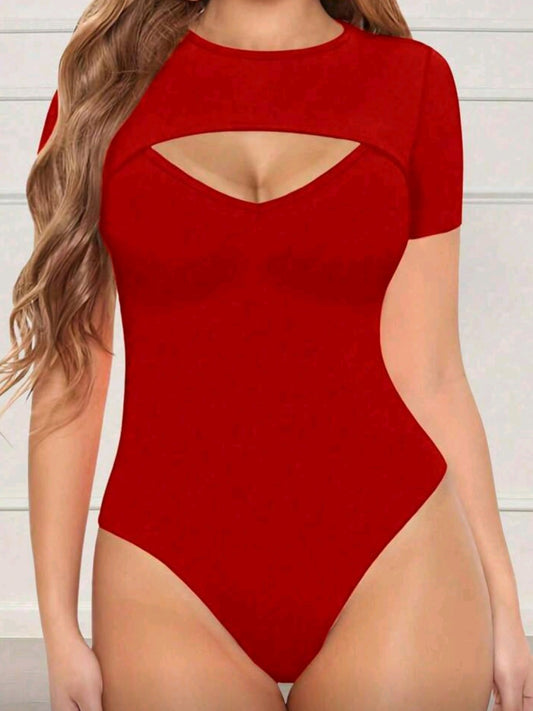 #7235 Hollow Out Short Sleeve Bodysuit