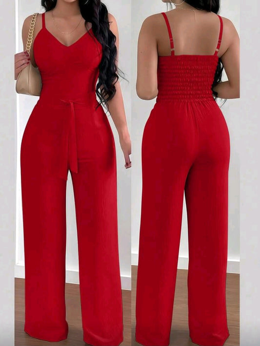 #2199 Sleeveless Jumpsuit Straight Leg Romper